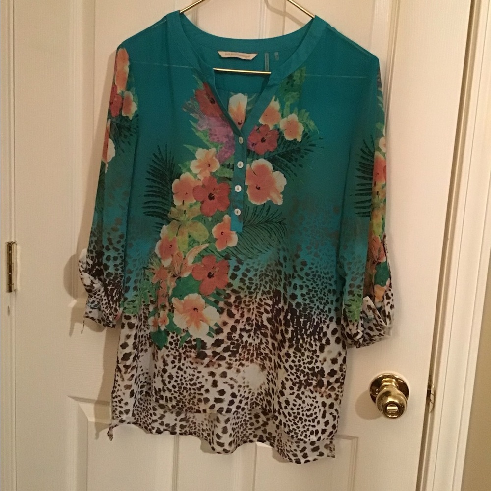 Leopard/Floral Print Blouse